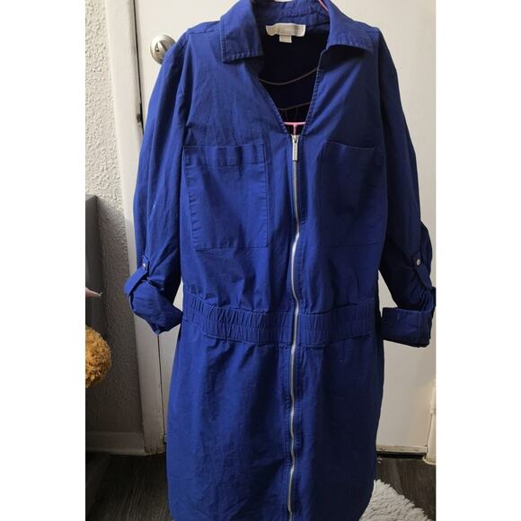 MICHAEL Michael Kors Front Zip Plus Size Shirt Dress Dopamine Classic Minimalist - Picture 1 of 6